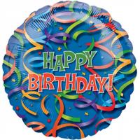 Шар фольгированный Happy Birthday! ДЖАМБО Серпантин